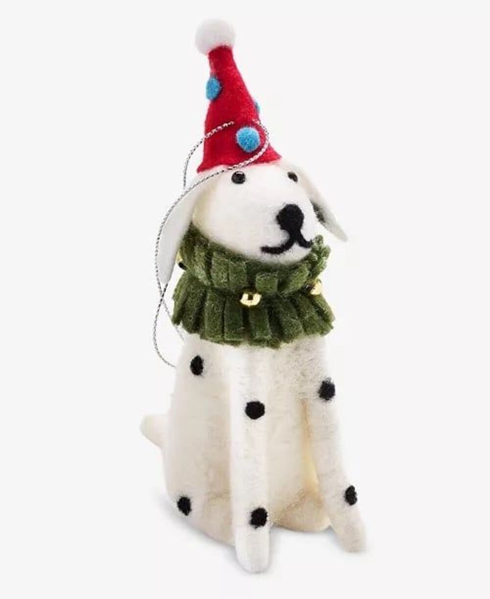 Macy’s Holiday Lane Tiny Tidings Felted Dog with Hat Ornament